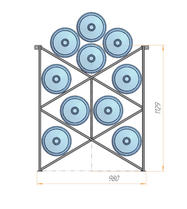 3D модель Стеллаж для бутылей 19 л.
