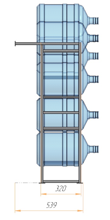 3D модель Стеллаж для бутылей 19 л.
