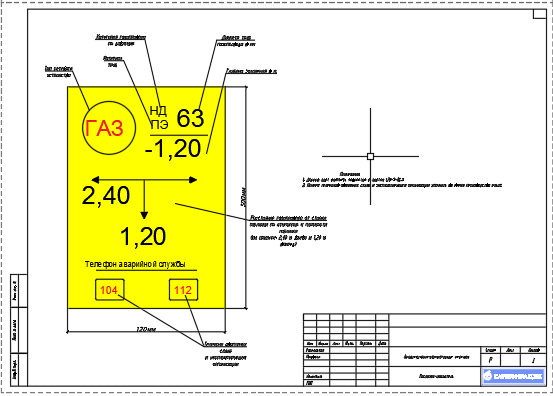 Чертеж Опознавательный полиэтиленовый столб и табличка на столб