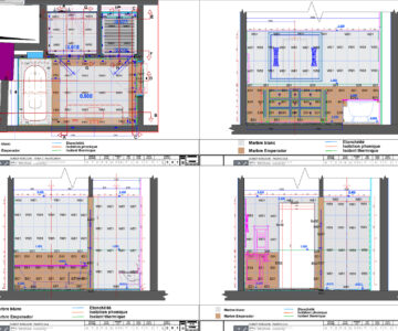 Чертеж Ванная комната. План раскладки мрамора