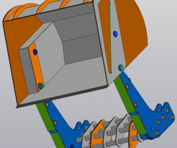 3D модель Ковш с увеличенной высотой выгрузки для фронтального погрузчика АМКАДОР