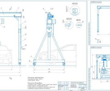 Чертеж Курсовая работа "Передвижной портальный кран с электроталью на 3 т."