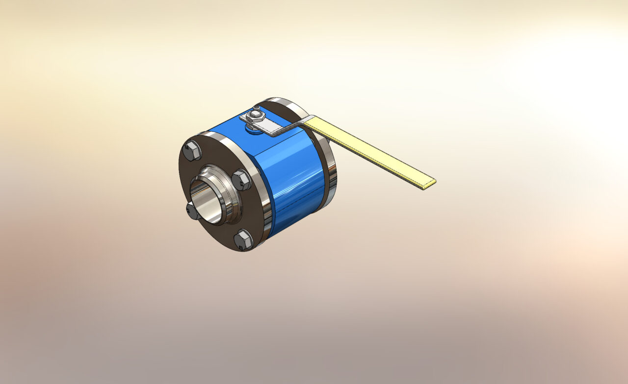 3D модель Кран Batu BBTKV-FS Dn65 Pn40 шаровый межфланцевый в сборе с фланцем воротниковым ДУ65
