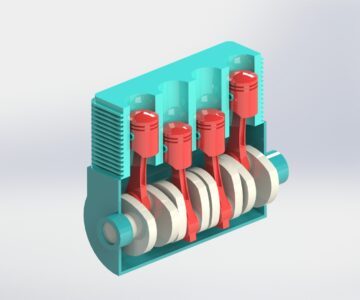 3D модель 4-цилиндровый двигатель