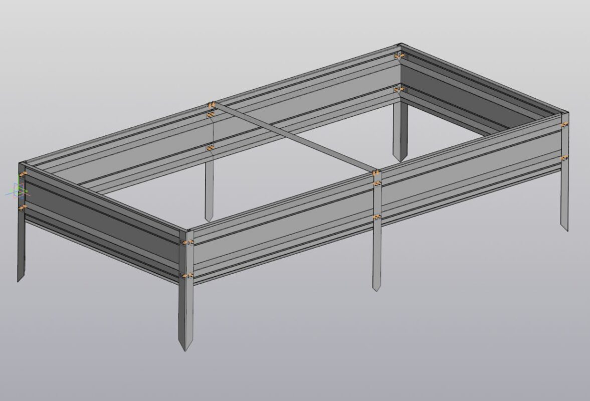 3D модель Грядка оцинкованная 235×1000×2000 мм
