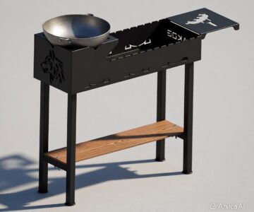 3D модель Мангал с подставкой для казана и столиком