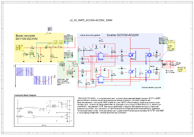 Чертеж Схемы преобразователей с топологией Half-bridge, Flyback, Single-switch forward, Boost+Full Bridge Inverter
