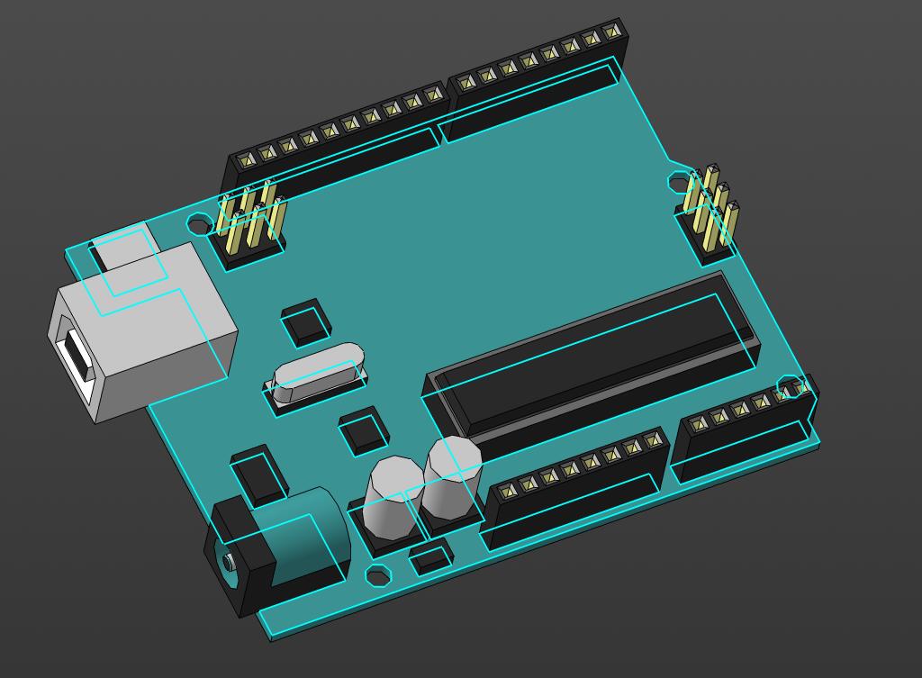 3D модель Габаритная модель платы Arduino Uno