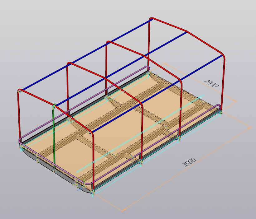 3D модель Каркас для тента на прицеп ЧПБА