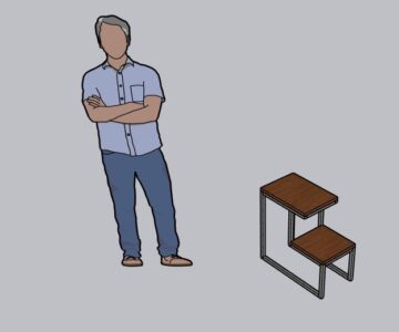 3D модель Прикроватная тумбочка в двуярусная в стиле LOFT 600*300*580
