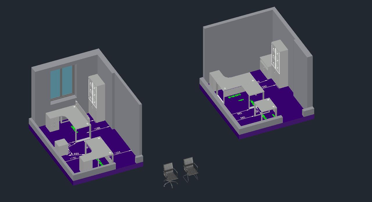3D модель Обустройство двух офисных помещений