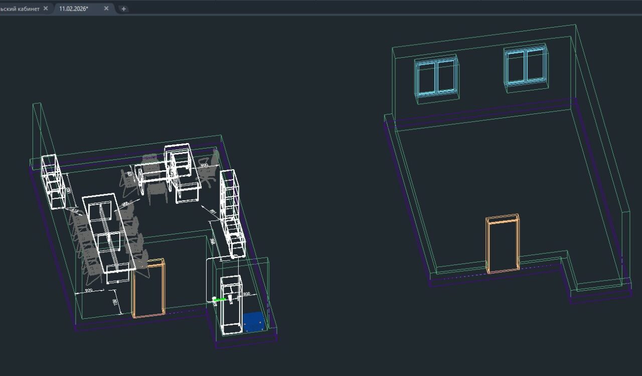 3D модель Кабинет руководителя с переговорным столом