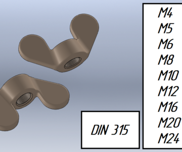 3D модель Гайки-барашки DIN 315 от М4 до М24