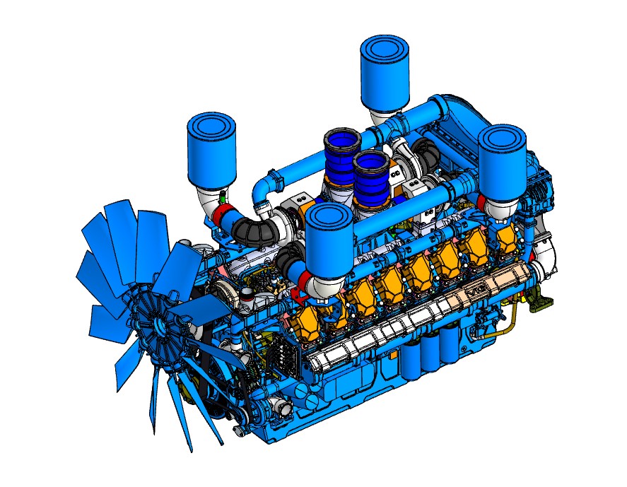 3D модель Двигатель 16M33-ECU-1500rpm Baudouin (1680кВт)