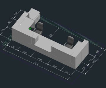 3D модель Проект входной группы (ресепшен) с разными по высоте модулями