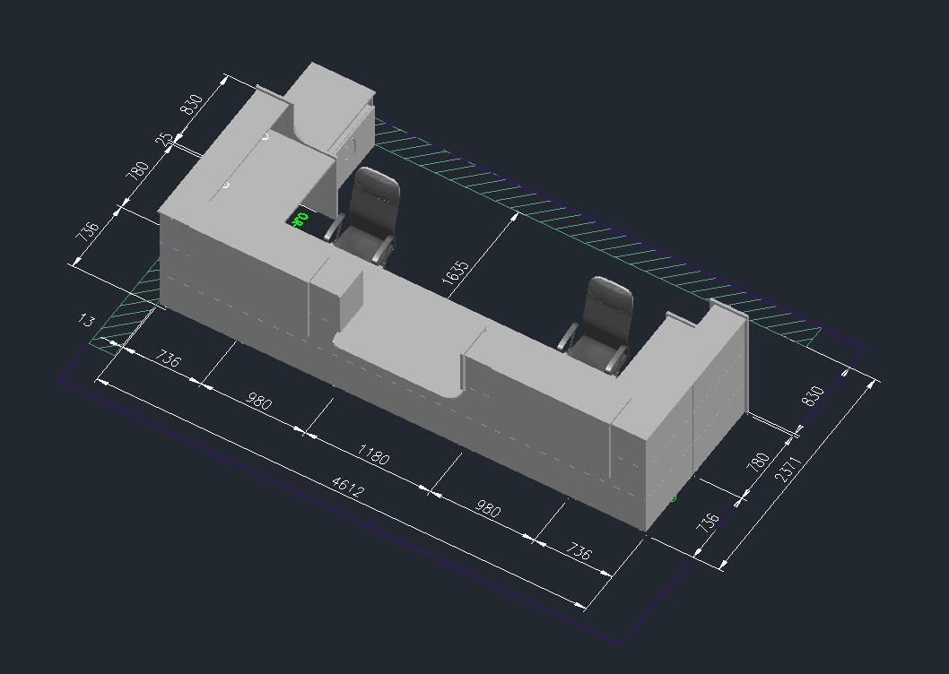 3D модель Проект входной группы (ресепшен) с разными по высоте модулями