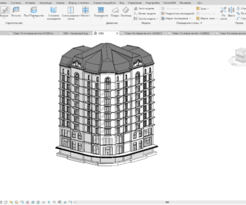 3D модель 10 этажный жилой дом Revit