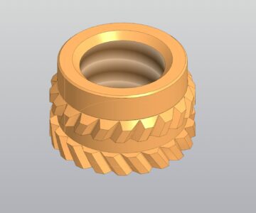 3D модель Латунная вставная гайка 1/4-20 UNC L5mm