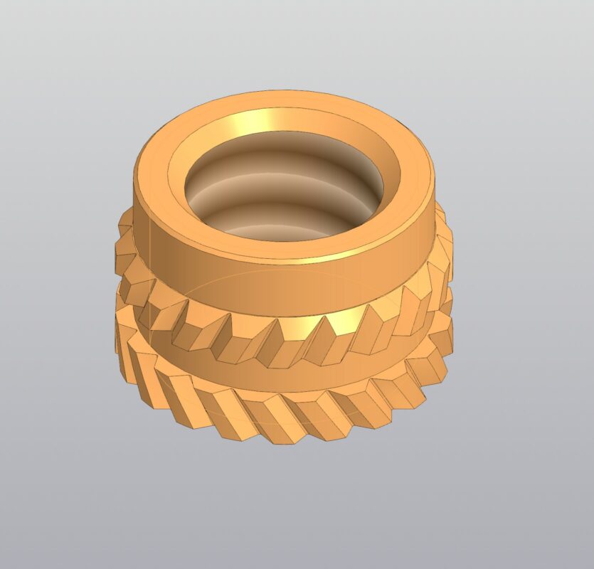3D модель Латунная вставная гайка 1/4-20 UNC L5mm