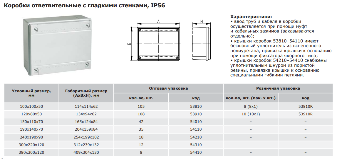 3D модель Коробка ответвительная с гладкими стенками, IP56, 100х100х50мм DKC 53810