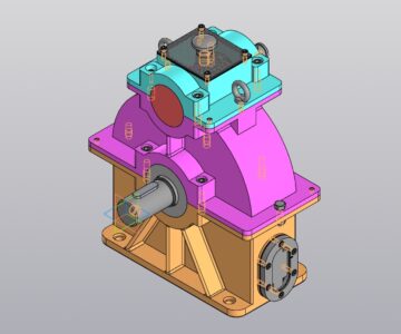 3D модель Расчет и моделирование вертикального цилиндрического одноступенчатого редуктора с прямозубым зацеплением U=6,3