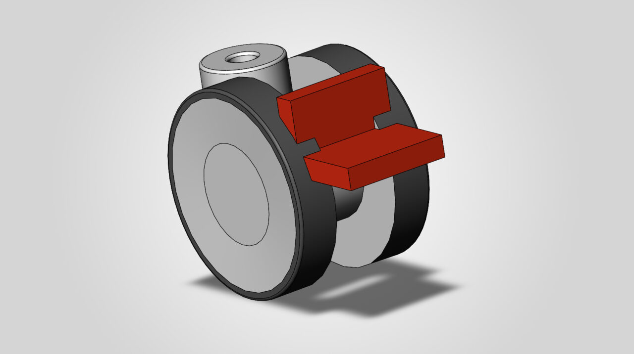 3D модель Опора колесная 5925UAO075L51-10 RAL9002 / KICK PEDAL