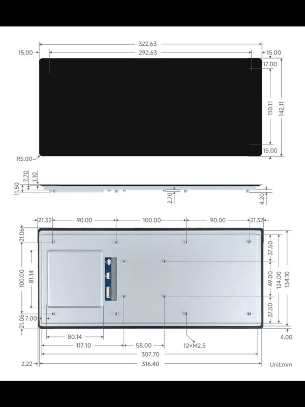 3D модель Сенсорный дисплей Waveshare 12.3-DSI-TOUCH-A 12.3