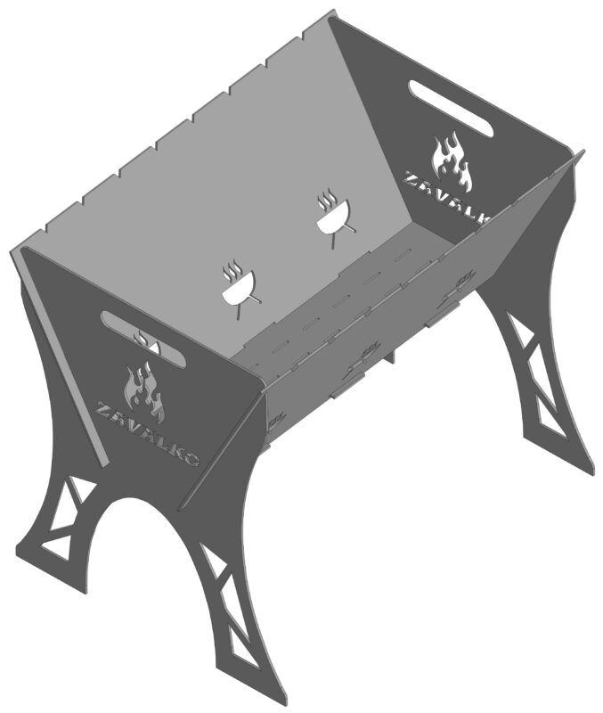 Чертеж Разборный мангал 530x370x455