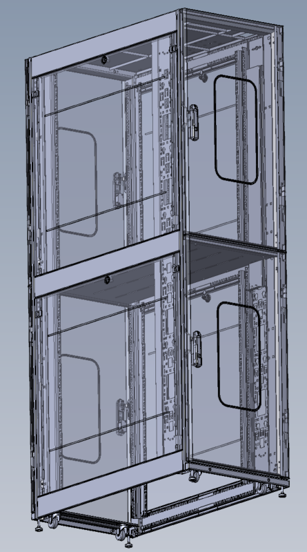 3D модель Шкаф серверный ПРОФ напольный колокейшн 46U (600 × 1200) 2 секции, дверь перф. 2 шт.