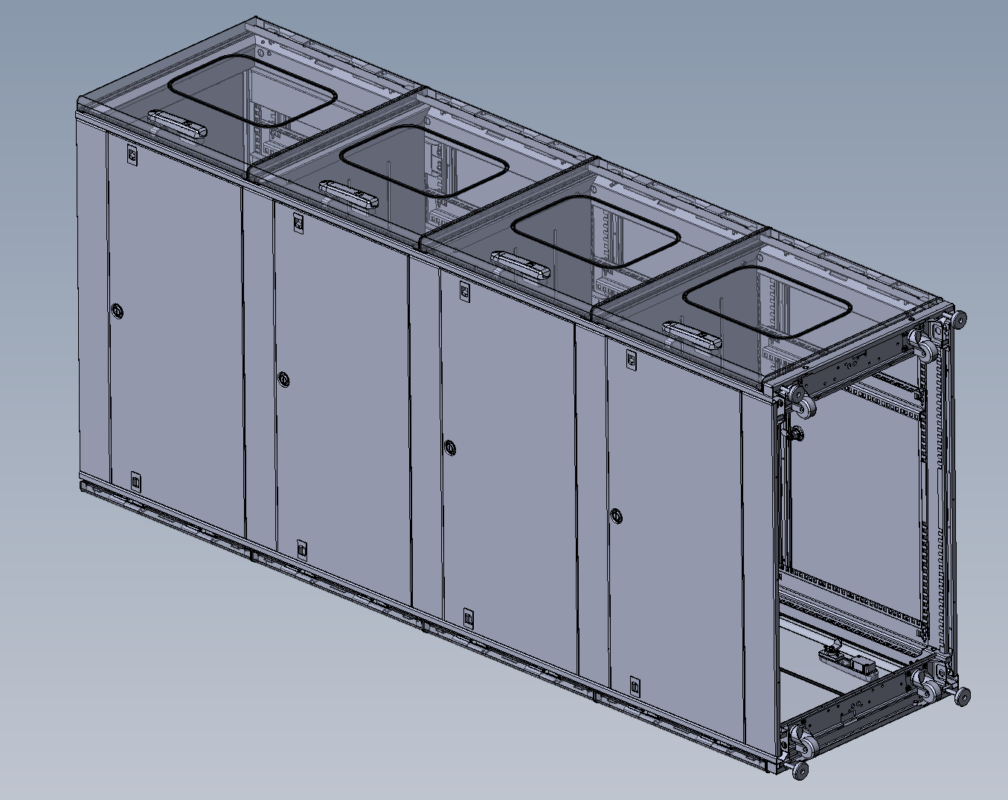 3D модель Шкаф серверный ПРОФ напольный колокейшн 44U (600 × 1000) 4 секции, дверь перф. 2 шт