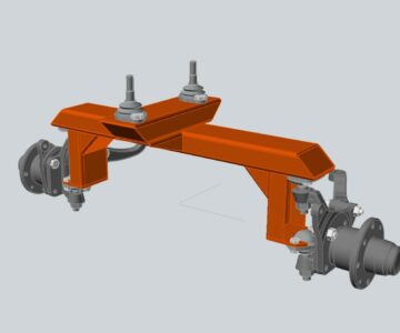 3D модель Балка передняя на минитрактор с использованием деталей от автомобилей ВАЗ-2101–2109