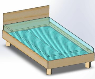 3D модель Кровать деревянная на металлическом каркасе 1,2х2,2