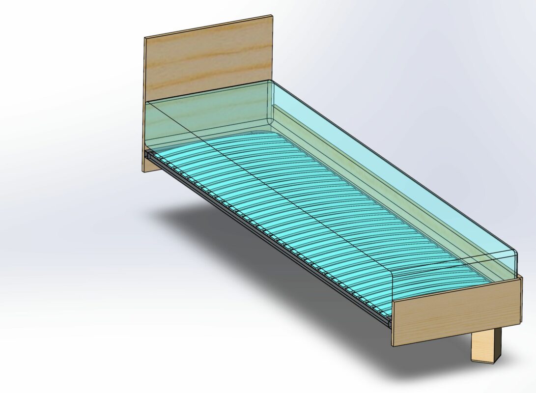 3D модель Кровать деревянная на металлическом каркасе 1,2х2,2