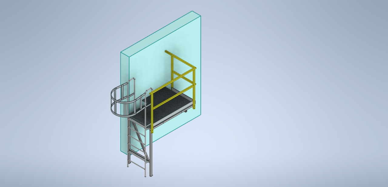 3D модель Металлическая площадка обслуживания с лестницей