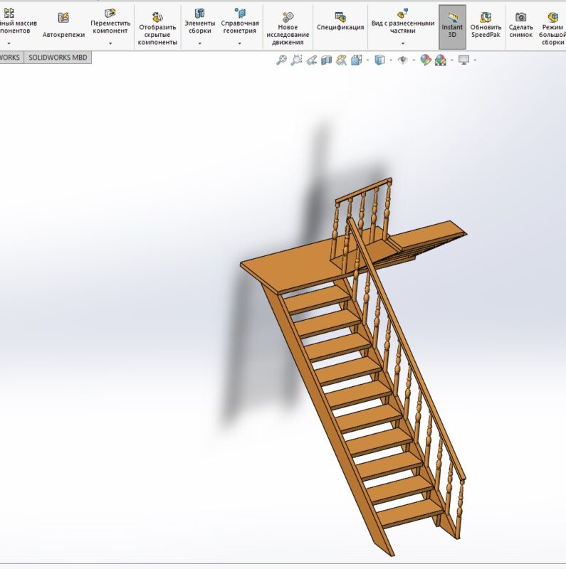 3D модель Лестница двухмаршевая