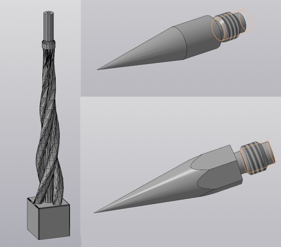 3D модель Наконечник для горелки и магнитная стойка для калибровки TCP робота