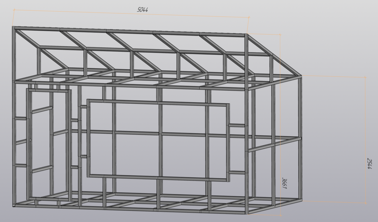 Чертеж Металлический каркас бытовки в КОМПАС‑3D