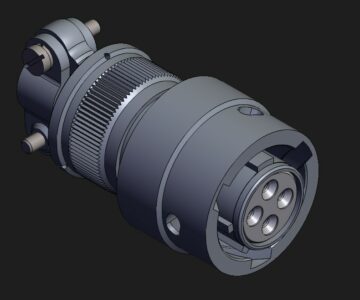 3D модель Кабельная и блочная 3D модели 4х контактного соединителя СНЦ23
