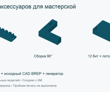 3D модель Набор аксессуаров для мастерской: органайзер кабелей, сборочный уголок и подставка для бит