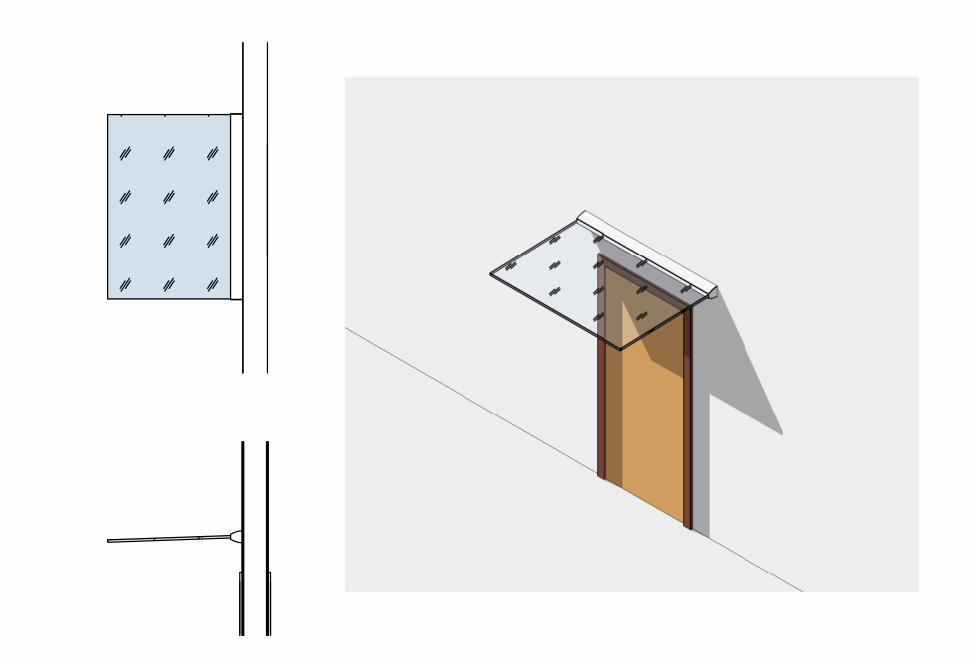 3D модель Revit-модель козырька в зажимном профиле