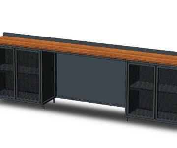 3D модель Барный стол 3000×420×900 мм с перфорированными фасадами