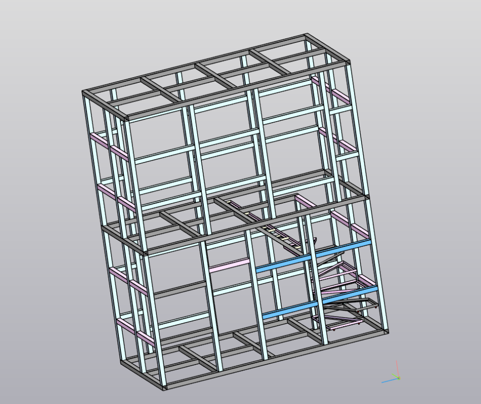 3D модель Модульная двухэтажная бытовка с внутренней лестницей (каркас)